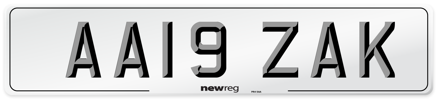 AA19 ZAK Number Plate from New Reg